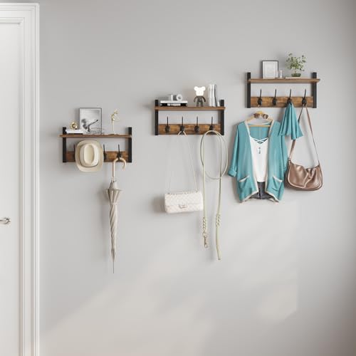 Wall Mounted Wood Coat Rack with 16 Hooks, Set of 4 O454419