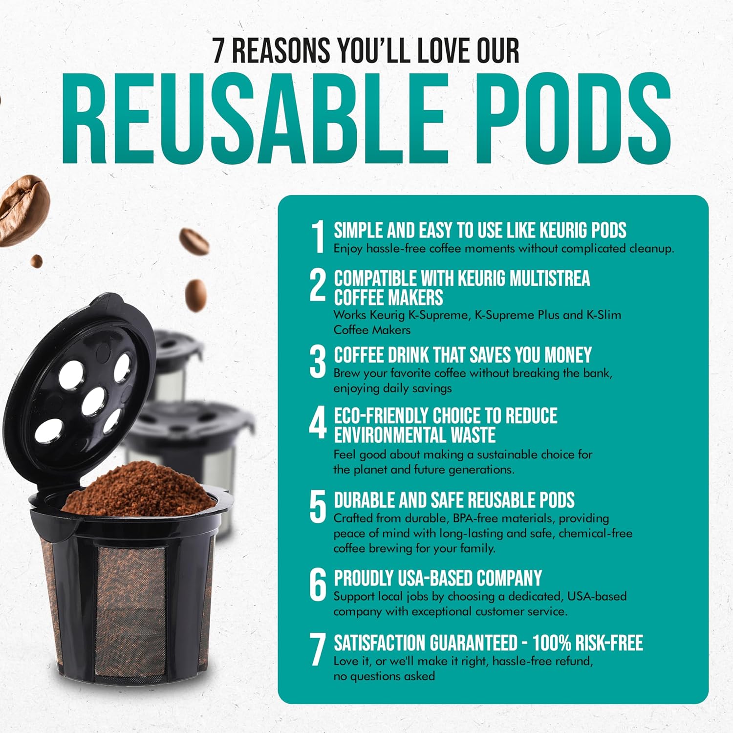 Reusable K Cups for Keurig Supreme Coffee Maker, Refillable Filter, 4 Pack G156323