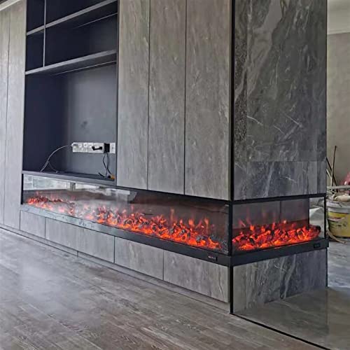 L-shaped Corner Electric Fireplace with 3D Flame Remote Control C8275