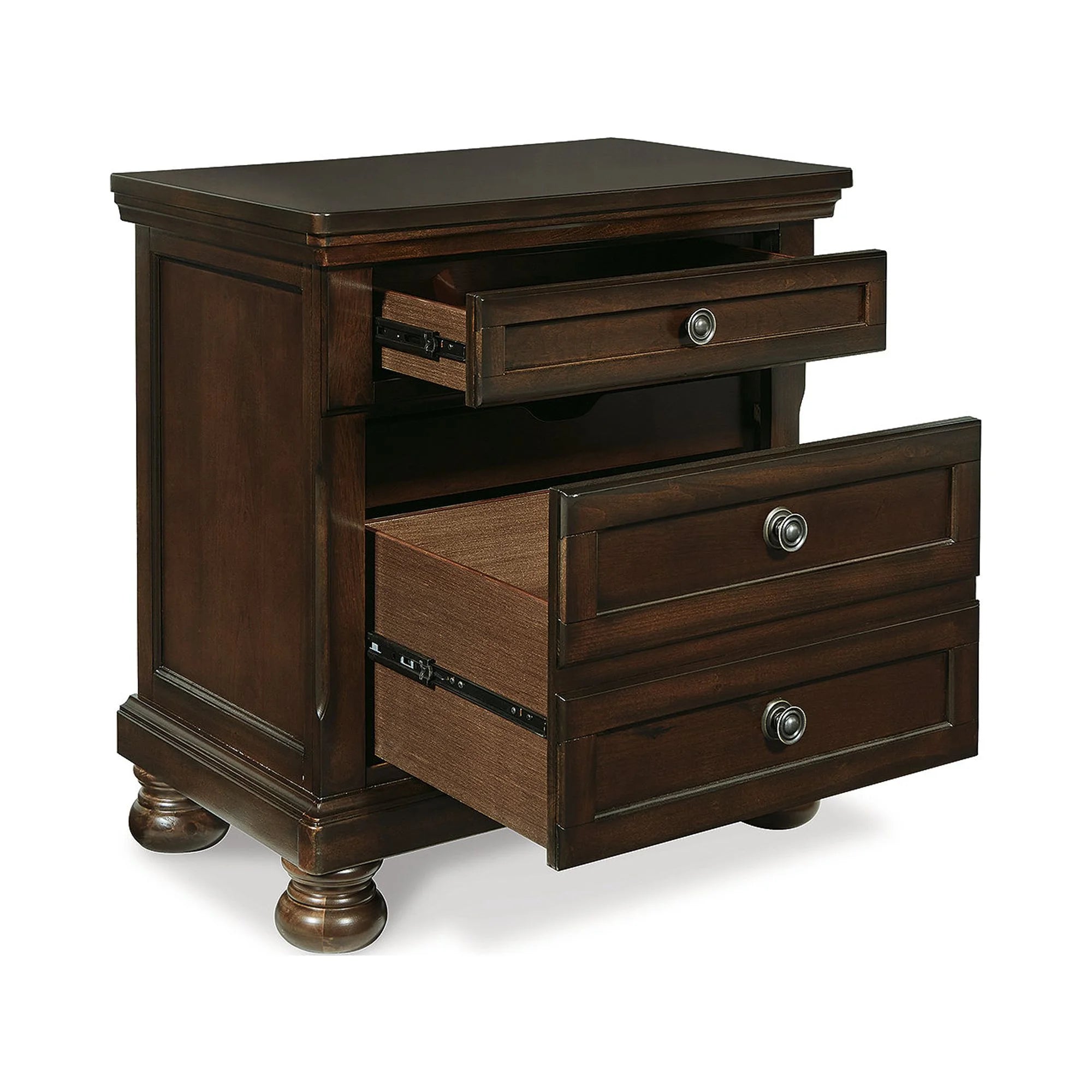 2 Drawer Nightstand with Dovetail Construction, Dark Brown F738959
