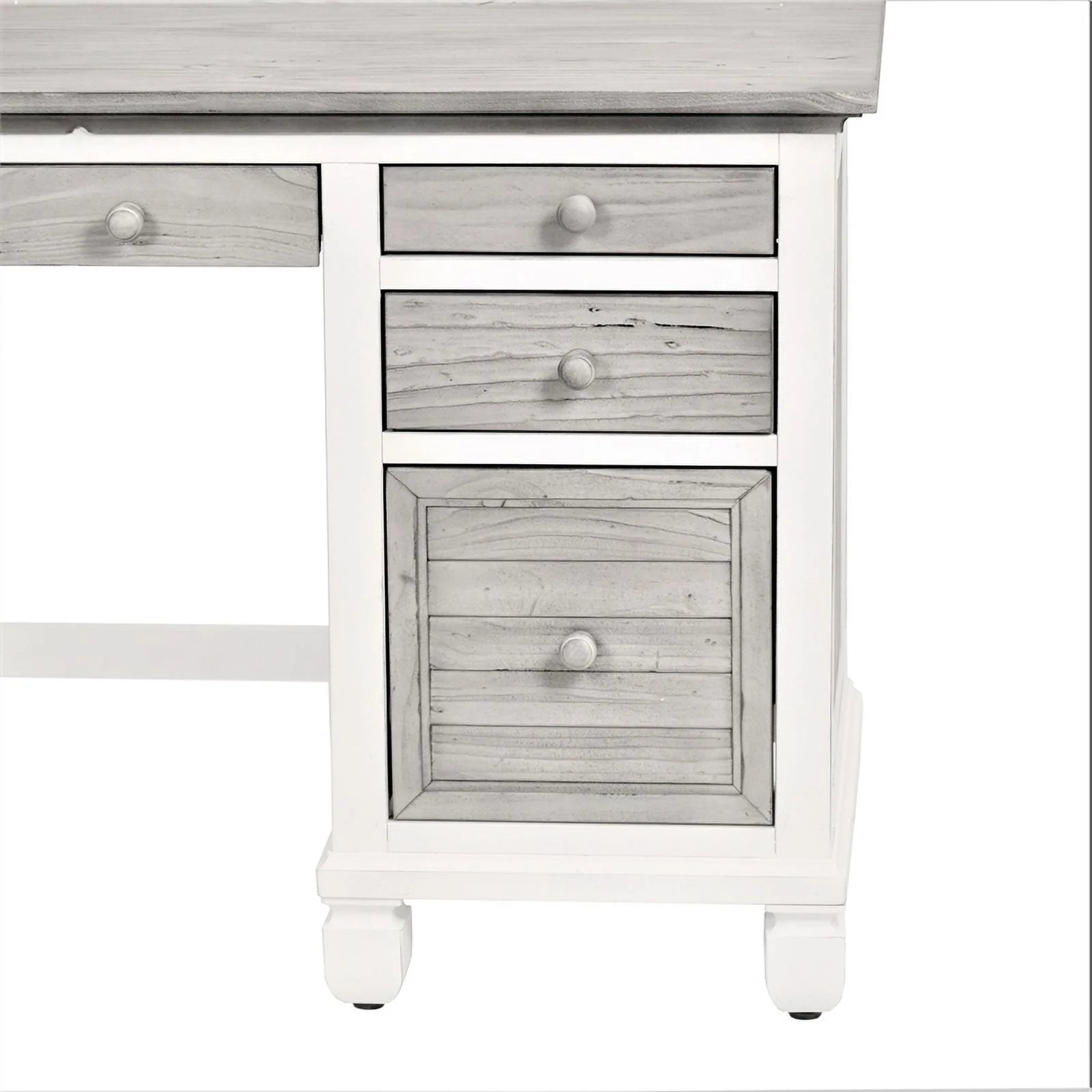 Wood Desk & Chair Set in Gray/White R814781