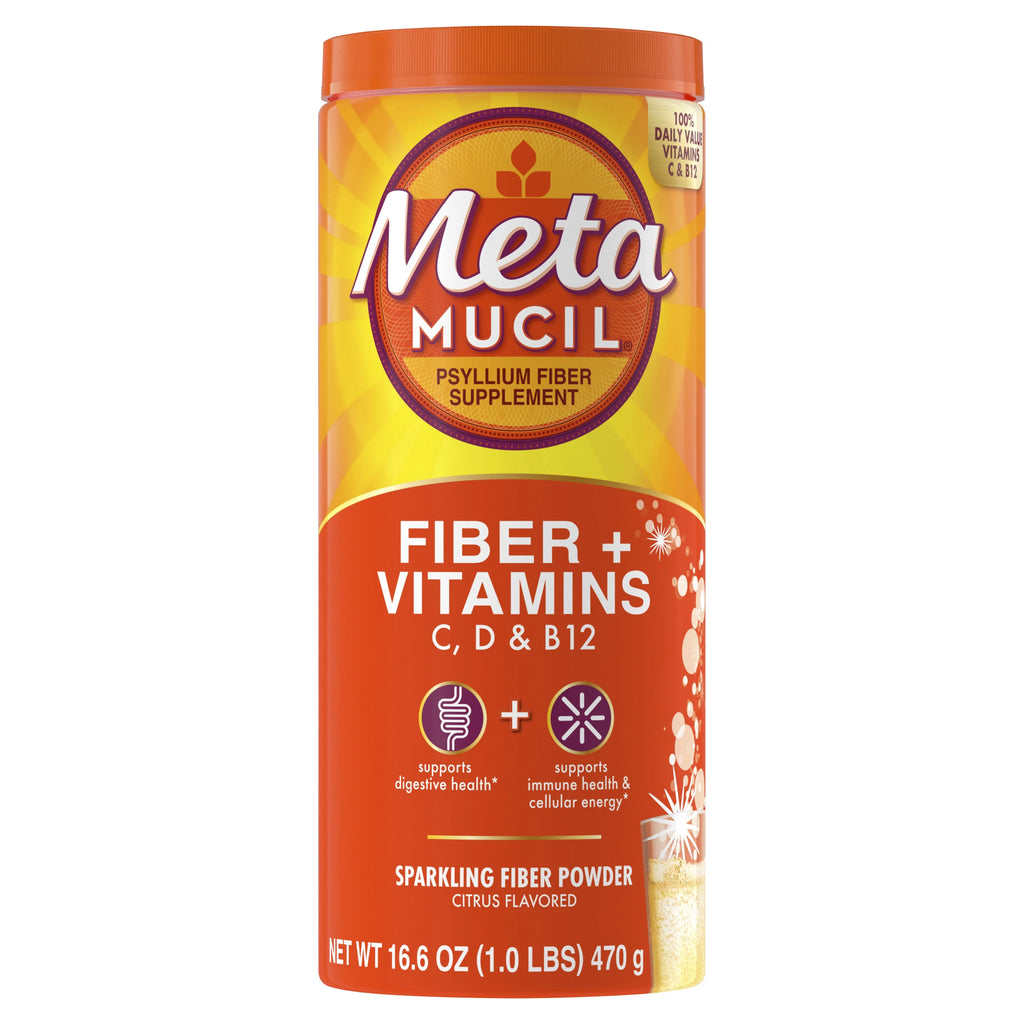 Daily Fiber Supplement with Vitamins C, D & B12, Sparkling Citrus Drink, 50 Servings V3763