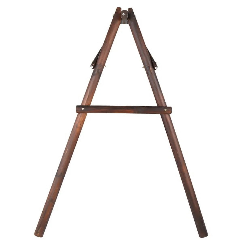 Hardwood Patio Swing with Stand for 2 Person, Carbonized L558