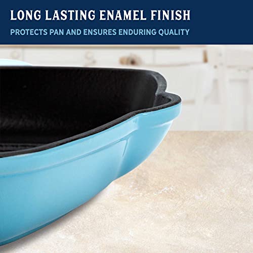 Enameled Cast Iron Square Griddle Grill Pan with Ridges, 11-Inch V2455