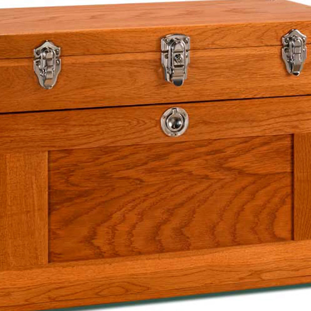 Hardwood 11-Drawer Top Chest with Front Lid, Red Oak E9459
