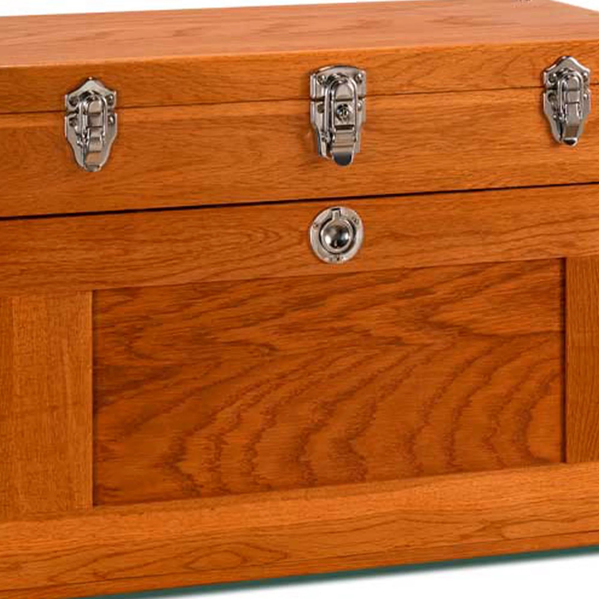 Hardwood 11-Drawer Top Chest with Front Lid, Red Oak E9459