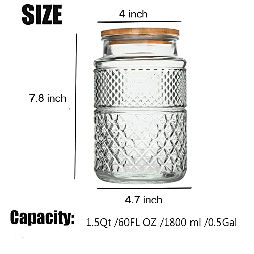 1 Gallon Glass Cookie Jar with Bamboo Lid, Airtight Food Storage Container R54596
