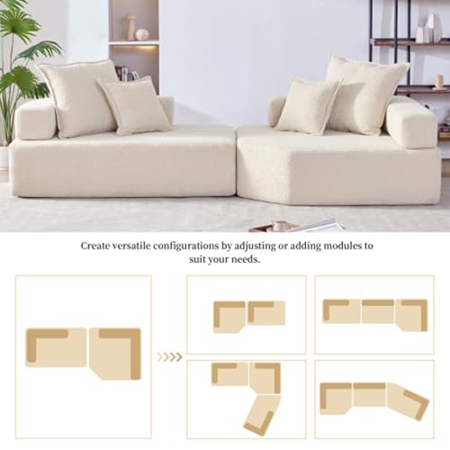 Lightweight Modular Sectional Sofa with Sleeper Bed, 4-Seat, Gray J728549