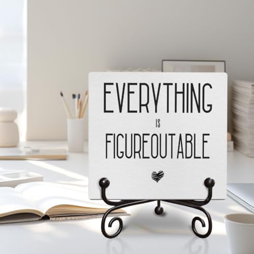 Funny Positive Quotes Wooden Sign for Office Shelf Desk Decor, 5 x 5 Inches A1072