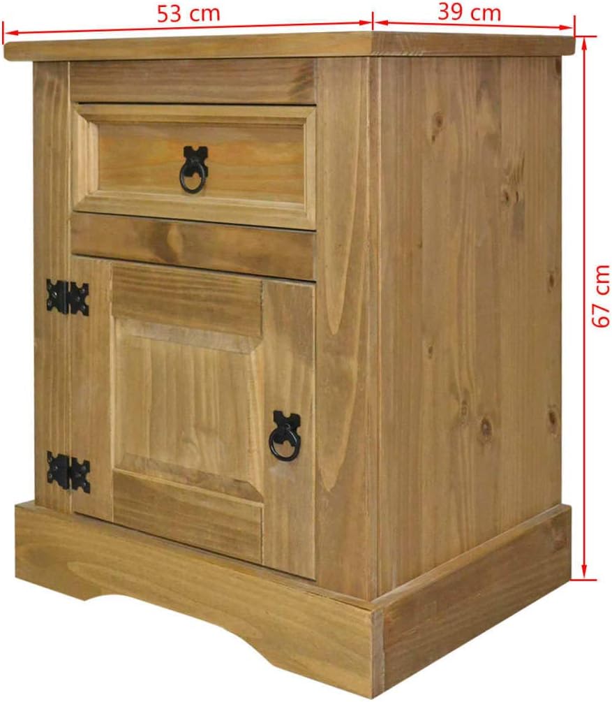 Bedside Cabinet Mexican Pine, 20.9"x15.4"x26.4" L86907