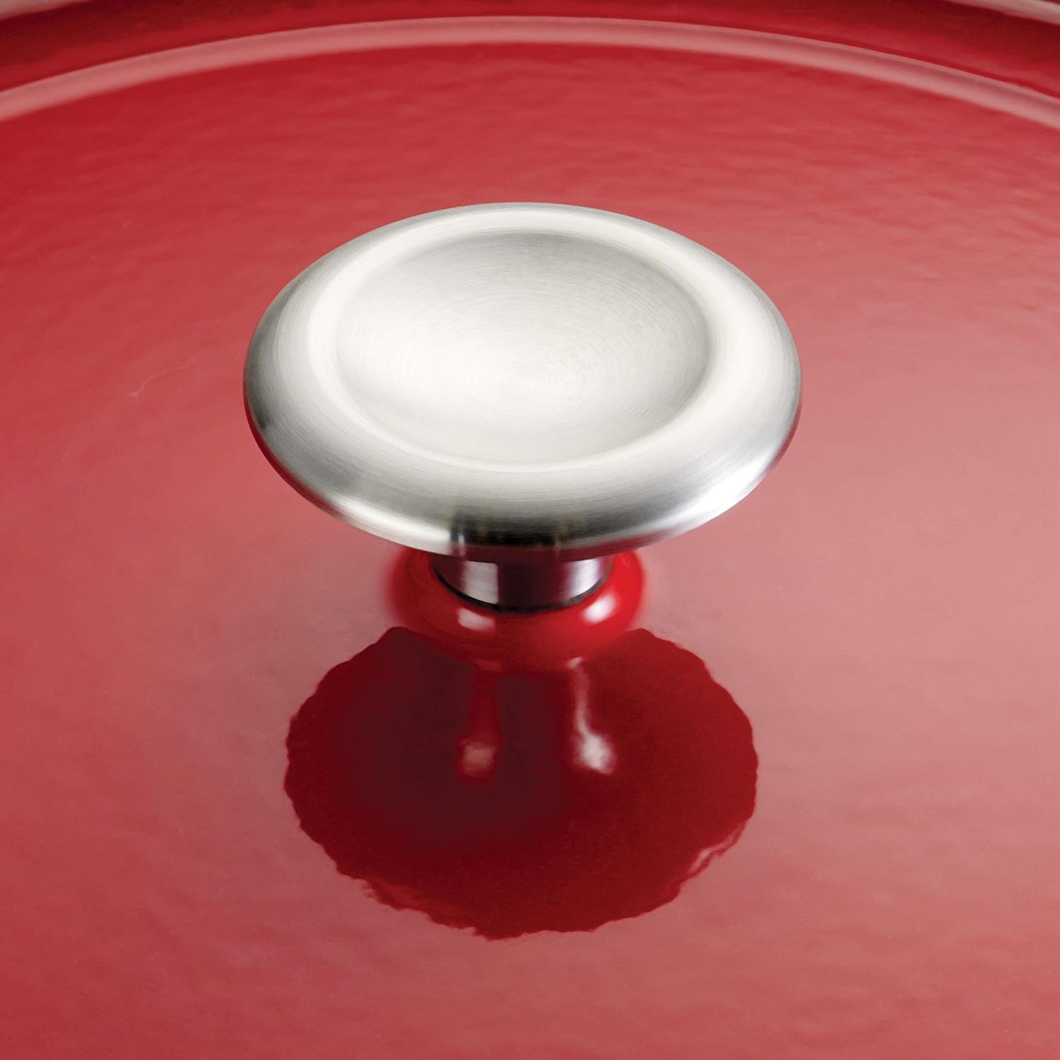 Enameled Cast Iron Saucier Pan with Lid, 3-Quart Red C5994
