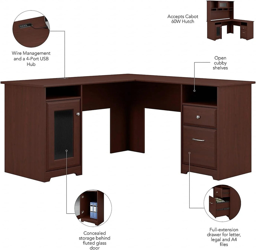 L Shaped Computer Desk with Drawers for Home Office Z486