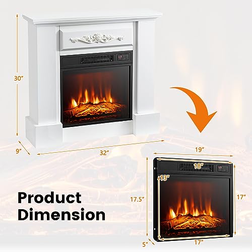 Electric Fireplace with Mantel, 32 Inch Heater with Remote Control A4402