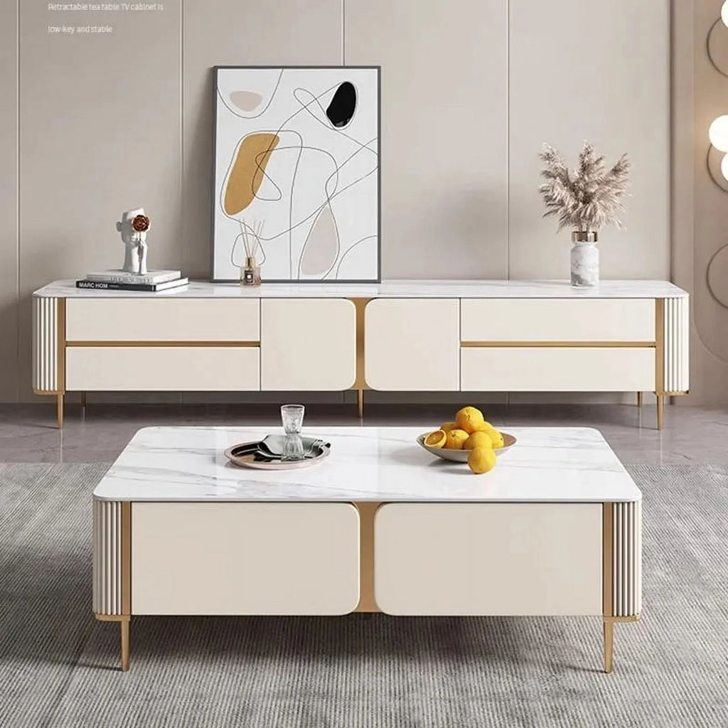 White TV Stand Display Cabinet for Living Room Y76206