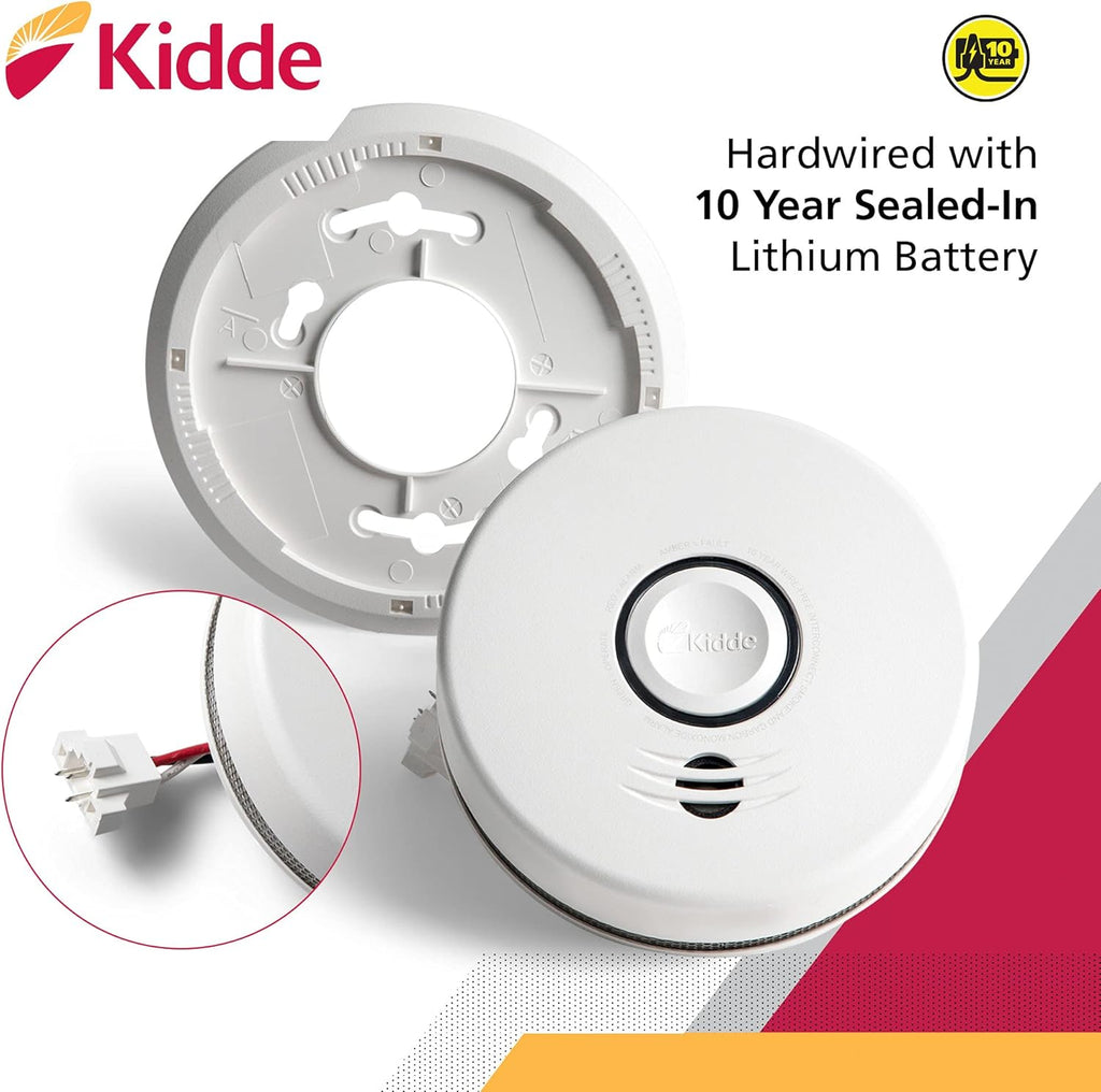 Wireless Hardwired Smoke Detector with 10-Year Battery Backup and Voice Alerts O1609