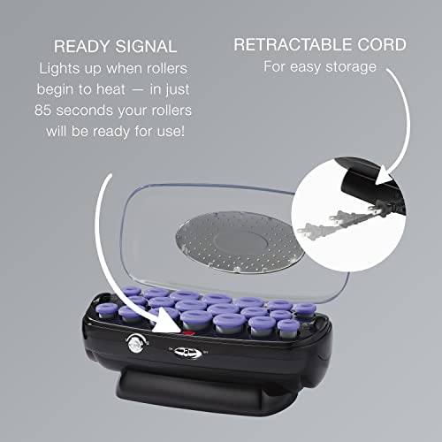 Ceramic Flocked Hot Roller Set with Cord Reel and 20 Hair Rollers Z9098
