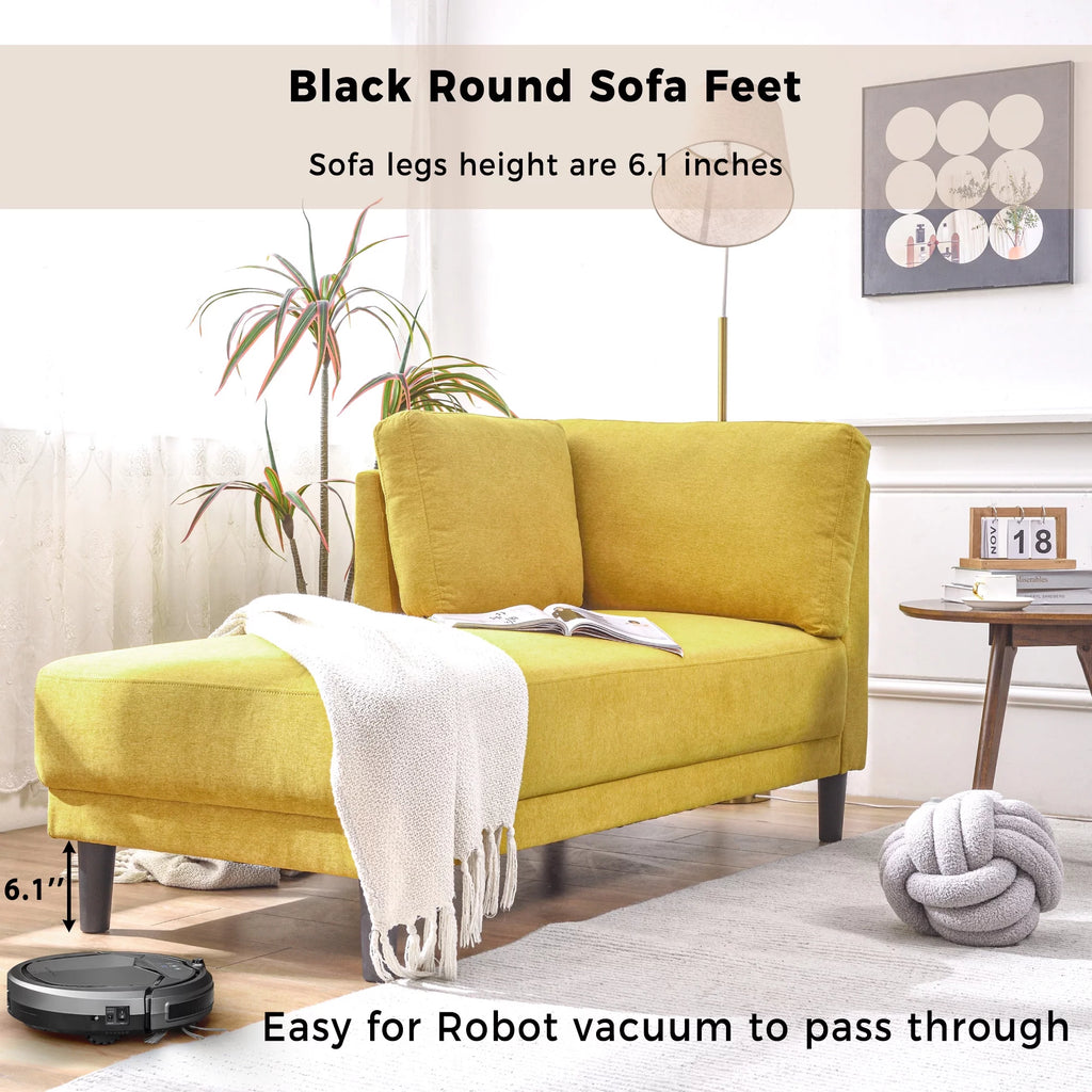 Yellow Chaise Lounge Chair with Arms for Living Room W991