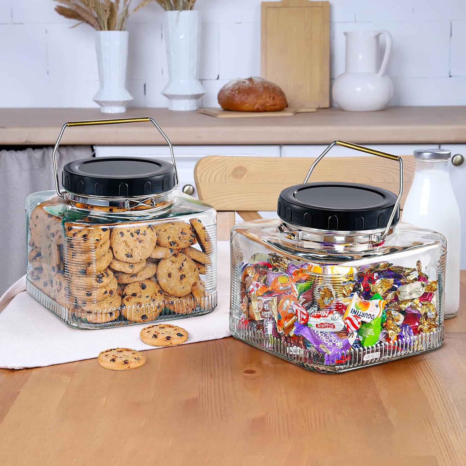 Glass Jar with Airtight Lid, Wide Mouth, 2 Pack L9390