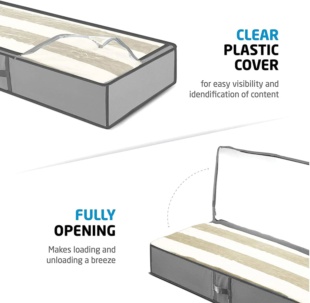Underbed Storage Bag Organizer (2 Pack) with Handles and Clear Window R898