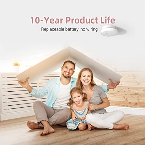Smoke Detector, Battery Operated, 10-Year Life, Photoelectric for Home G1726