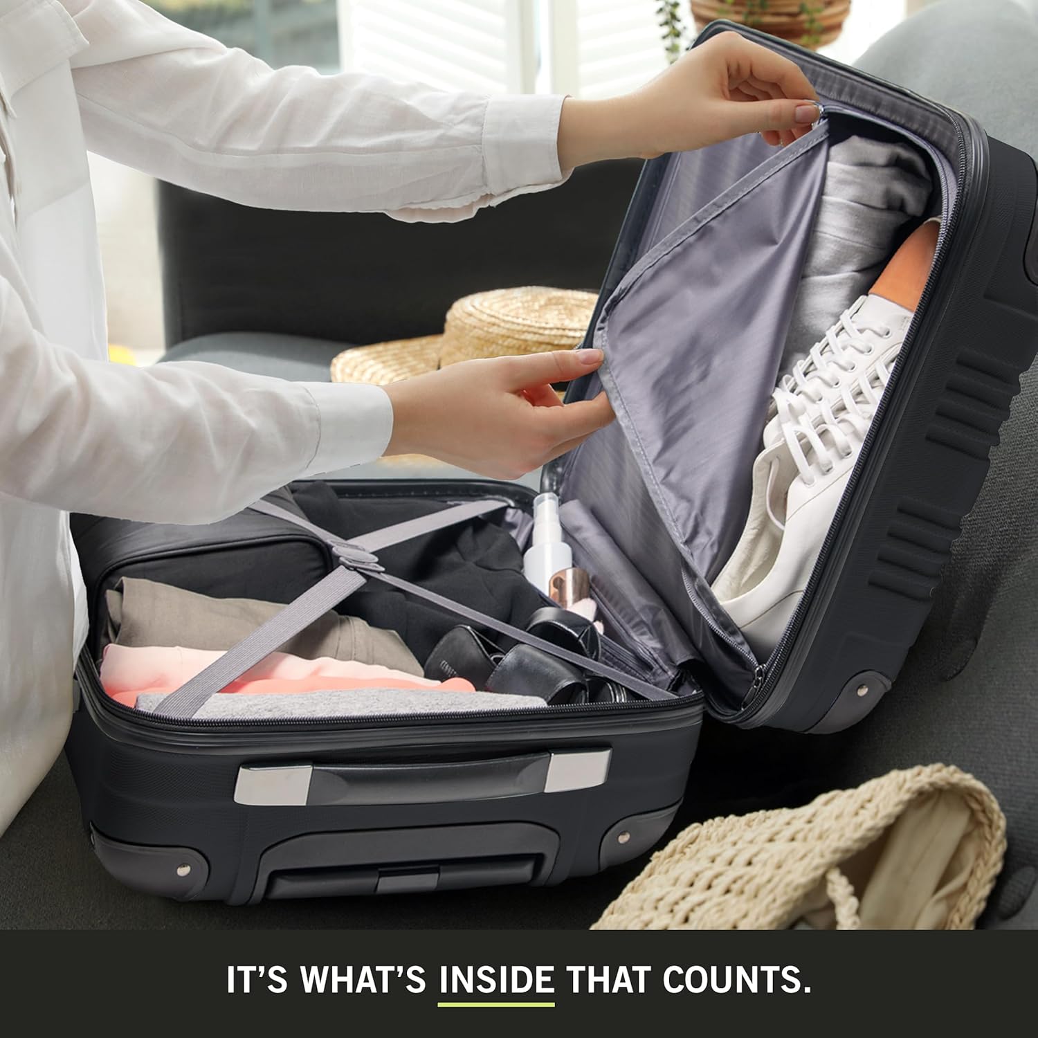 Lightweight Hardshell 4-Wheel Spinner Luggage, 24-Inch Checked W92857