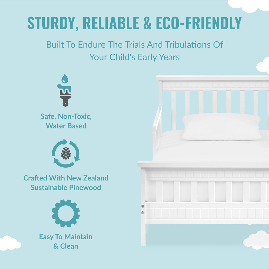 Toddler Bed made with Sustainable Pinewood, White H126