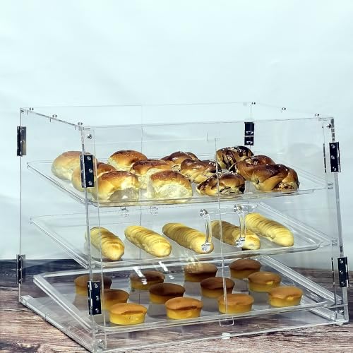 Clear Bakery Display Case Countertop Pastry Case for Cookie Bread Dessert Cupcake, 3 Tiers K606300