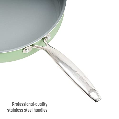 Ceramic Nonstick Deep Saute Pan with Lid, 4-Quart, Green Z851549