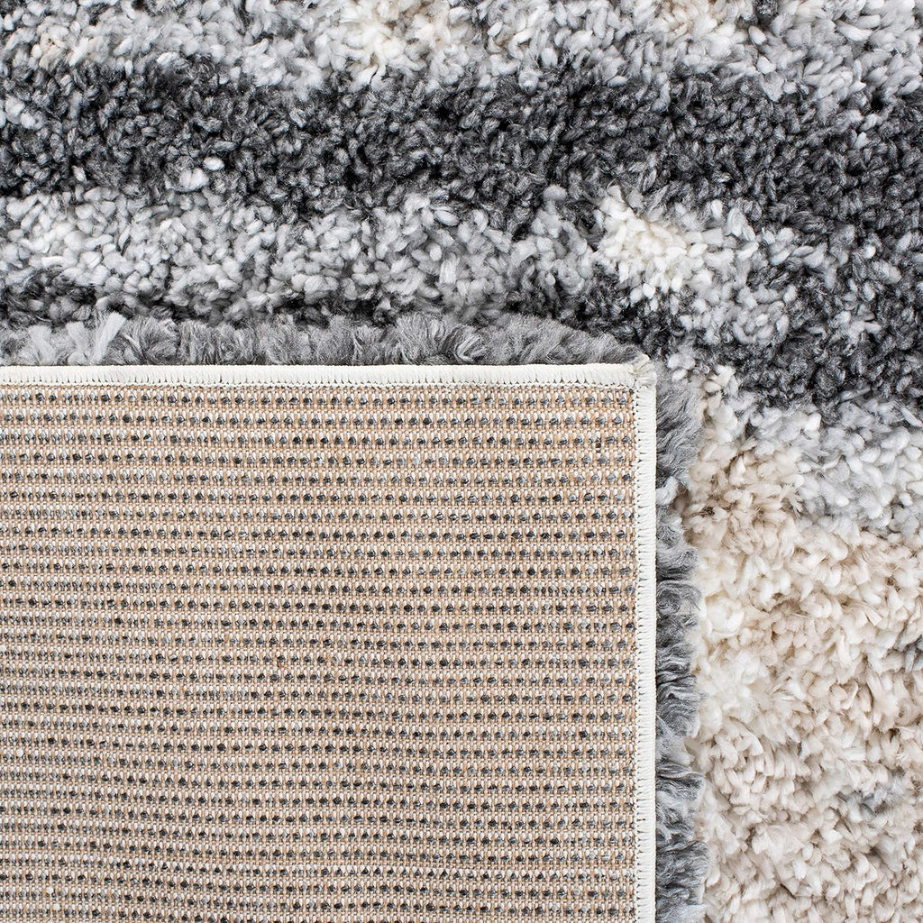 Shag Area Rug - 8' x 10', Grey & Ivory, Modern Design, Non-Shedding V749939