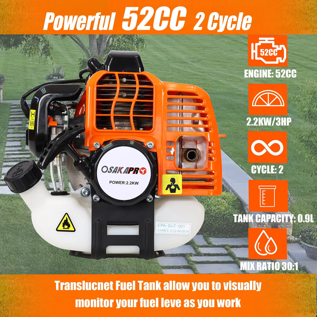 Grass Trimmer 4-in-1 Gas Powered Lawn Mower with Pole Saw and Hedge Trimmer P804729