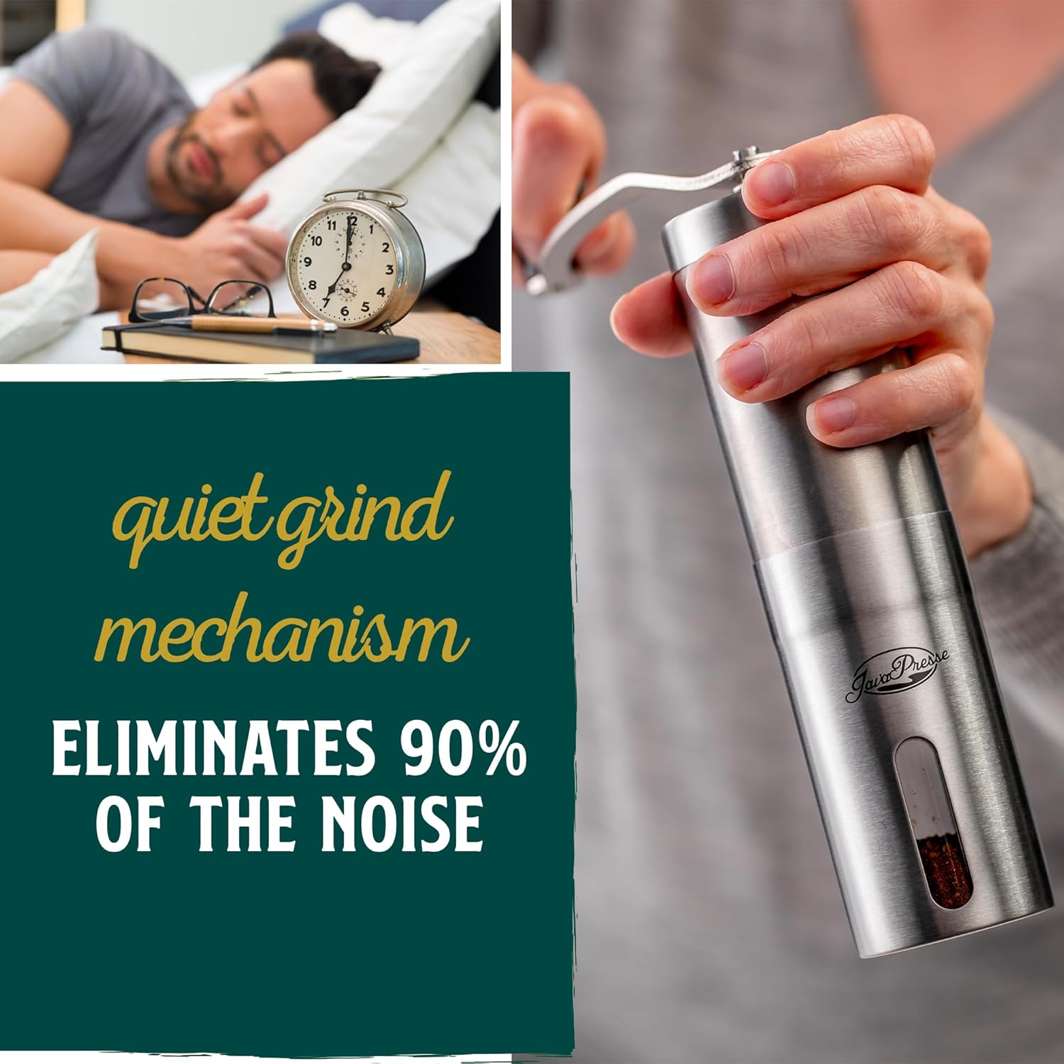 Manual Stainless Steel Coffee Grinder with Adjustable Settings Q84374