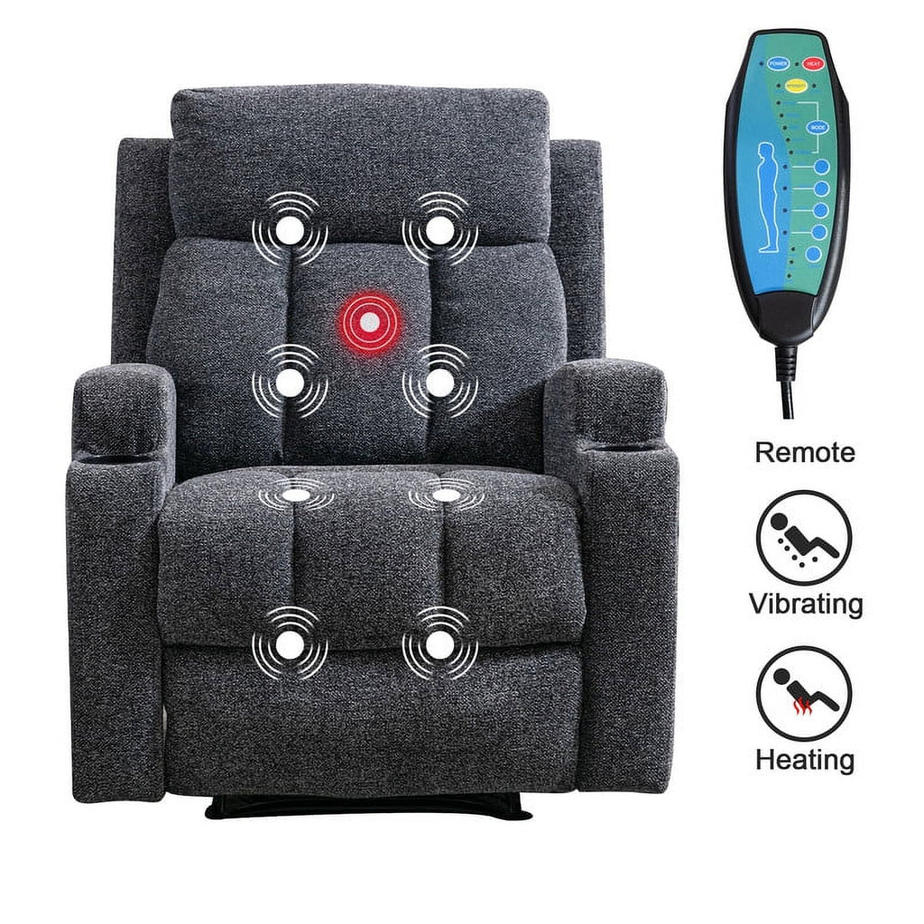 Manual Massage Recliner Chair with Heat and Cup Holders Q90042