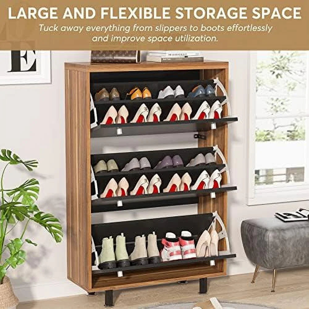 3 Drawer Shoe Cabinet Freestanding Shoe Rack with Flip Door for Entryway Hallway Bedroom J18964