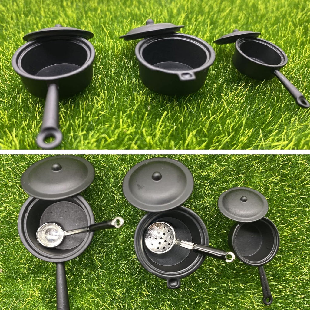 Miniature Kitchen Cookware Set with Pot, Dish, Knife and Fork for Play Food A2091