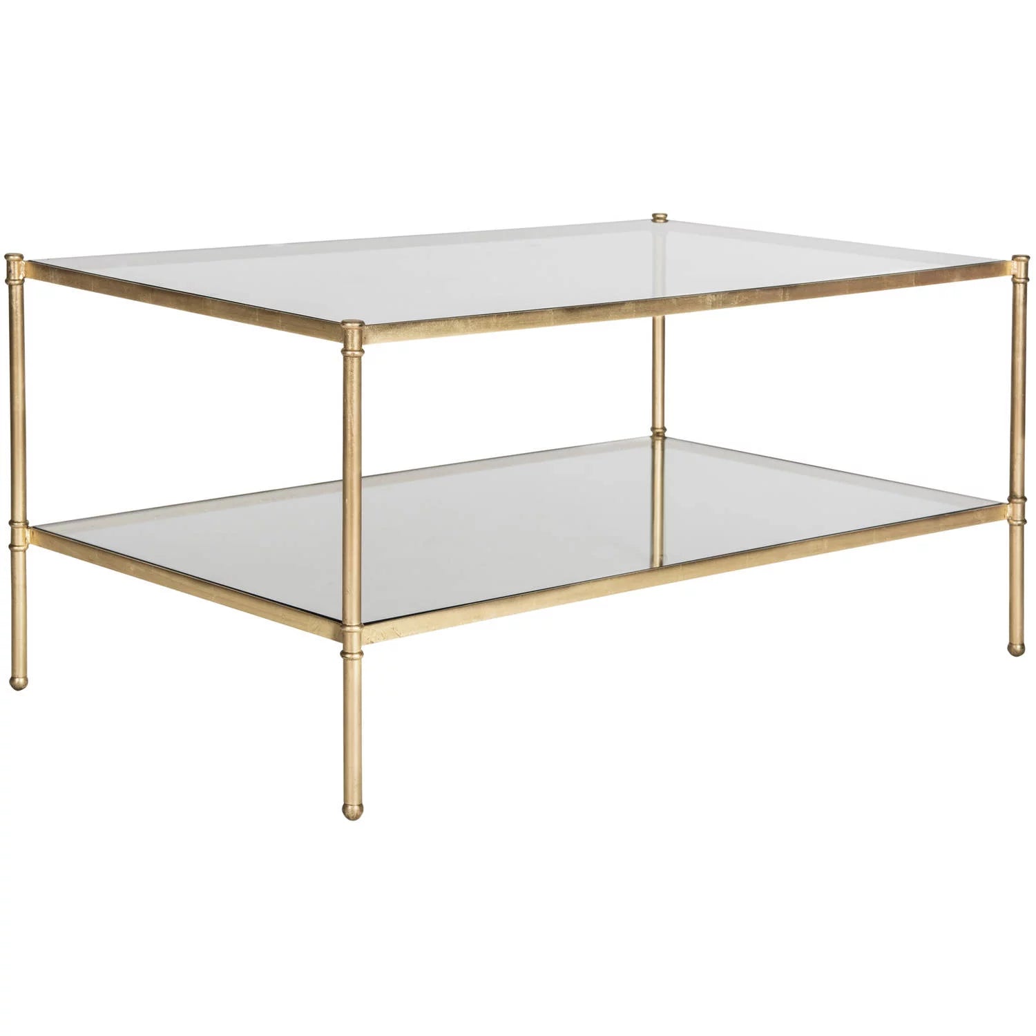 Antique Gold Iron Coffee Table with Glass Top Z8660