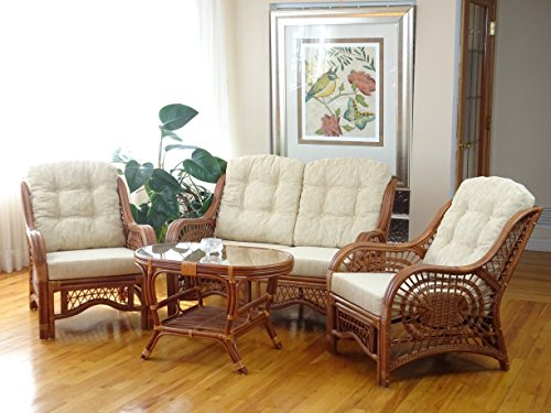 Natural Rattan Wicker Armchair with Cushion U12008