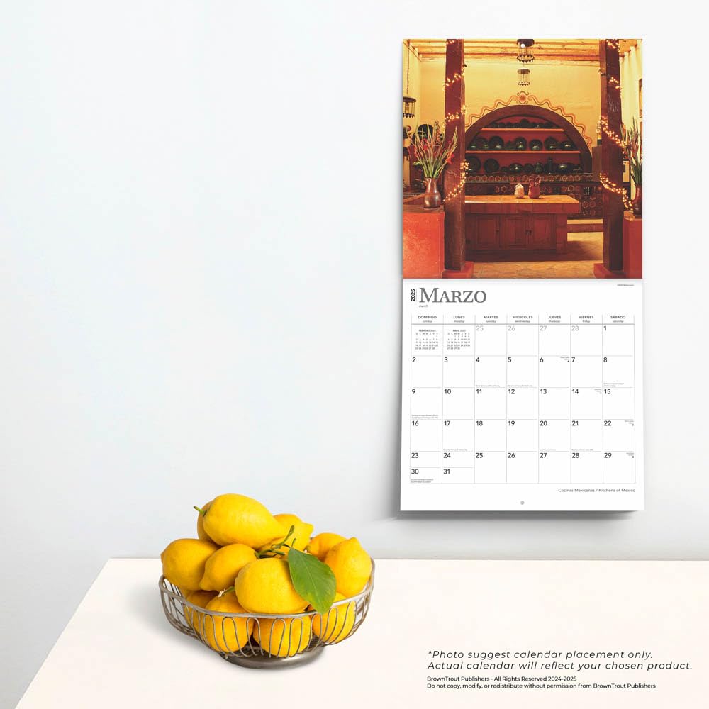 Mexican Kitchens 2025 12 x 24 Inch Monthly Square Wall Calendar, Bilingual English/Spanish, Plastic-Free G7678