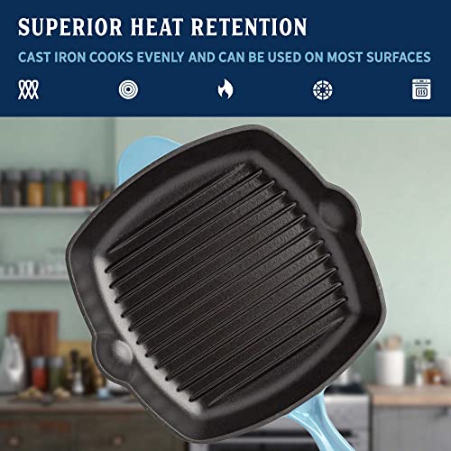 Enameled Cast Iron Square Griddle Grill Pan with Ridges, 11-Inch V2455