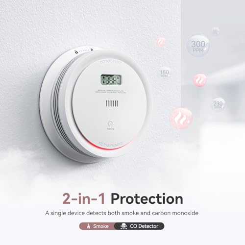 Smoke and Carbon Monoxide Detector Combo with LCD Display, 10-Year Battery P11769