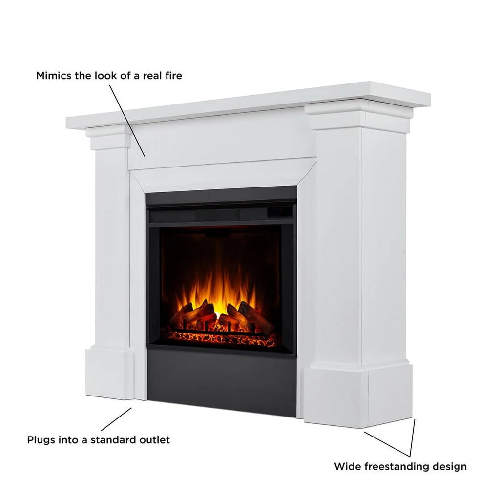 Modern Wood Grand Electric Fireplace in White P17323