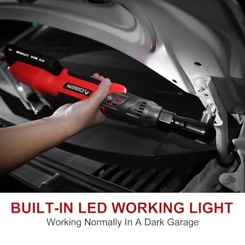 Cordless Electric Ratchet Wrench Set, 3/8" 12V with 2 Batteries and Charger D9199