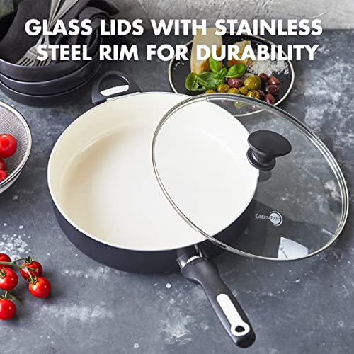 Healthy Ceramic Nonstick 5QT Saute Pan with Lid, Dishwasher Safe, Turquoise T122