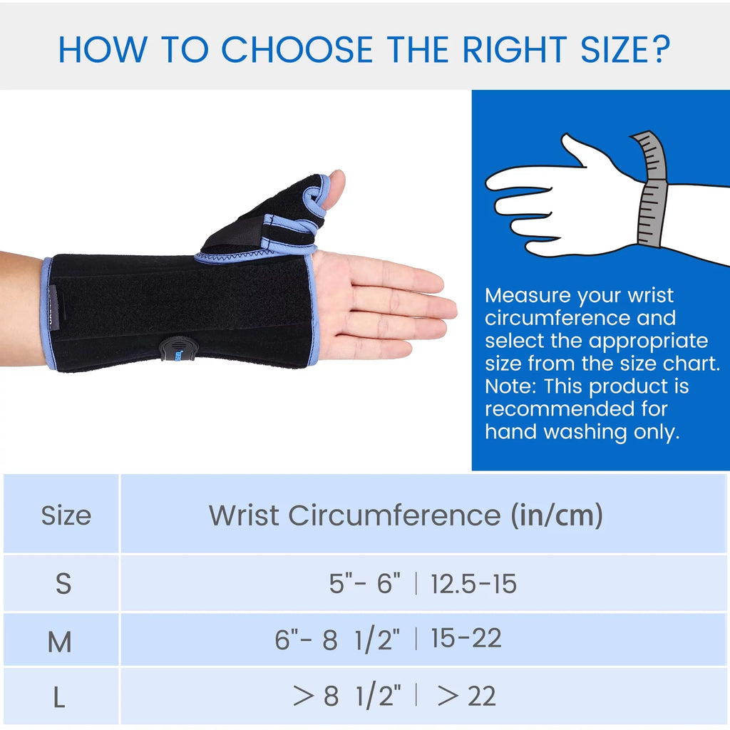 Wrist Brace with Thumb Spica Splint, Right Hand, Small G196
