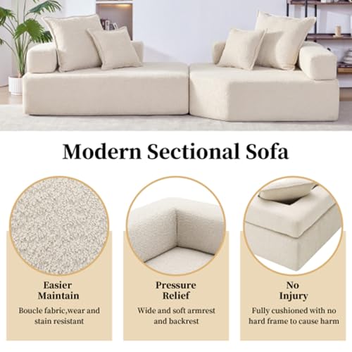 Lightweight Modular Sectional Sofa with Sleeper Bed, 4-Seat, Gray J728549