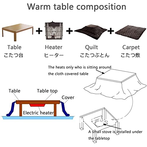 Kotatsu Heater Table Set with Quilt and Carpet K200634