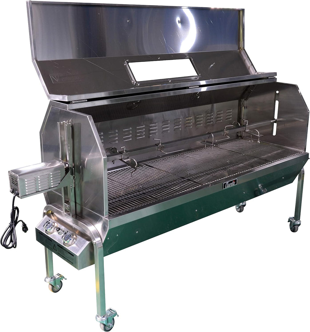 62" Propane Spit Roaster, Stainless Steel BBQ Rotisserie for Whole Pig, Lamb, Goat W221414
