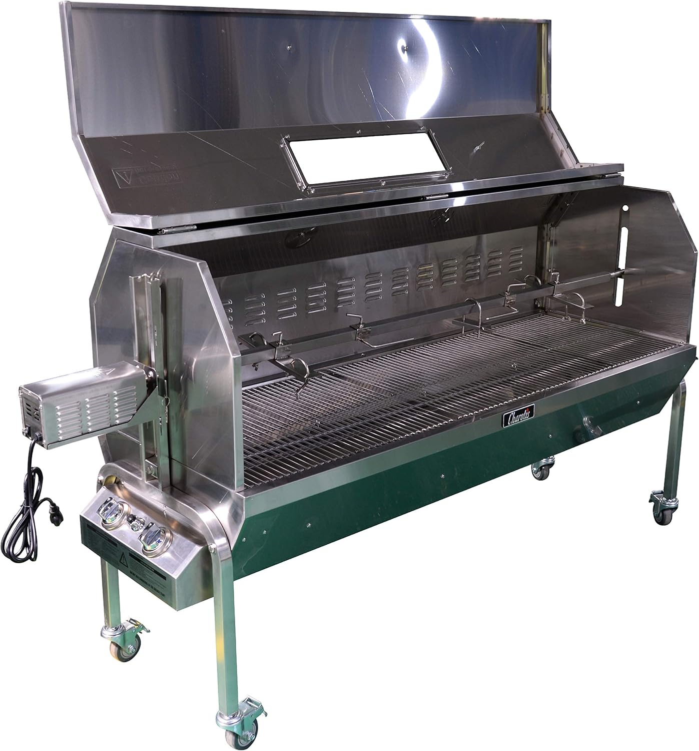 62" Propane Spit Roaster, Stainless Steel BBQ Rotisserie for Whole Pig, Lamb, Goat W221414
