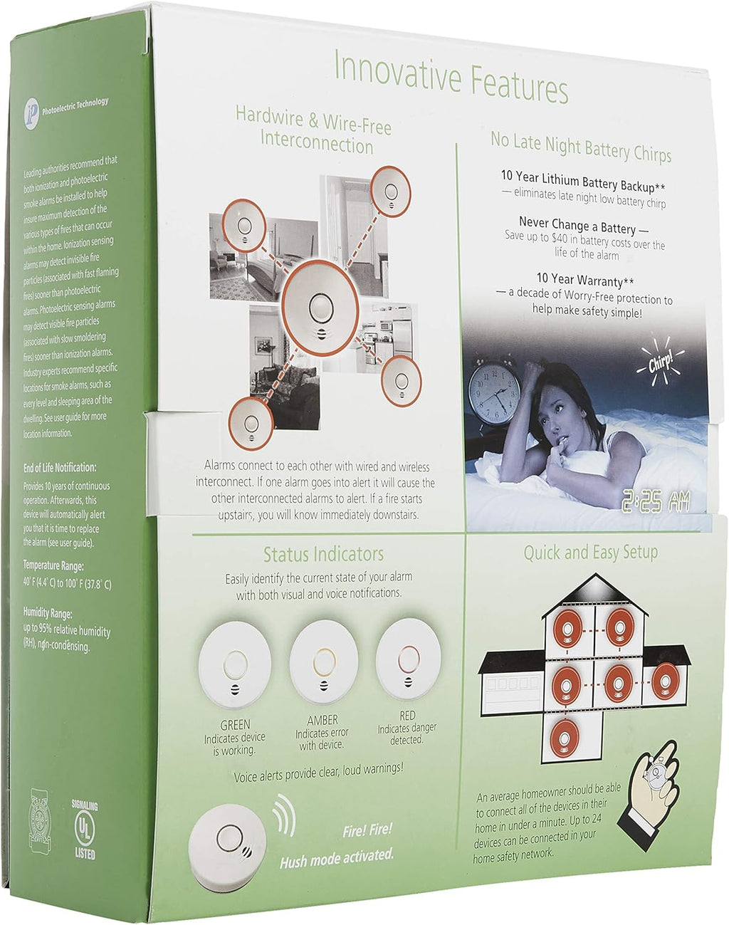 Wireless Smoke Detector with 10-Year Battery and Voice Alerts G987