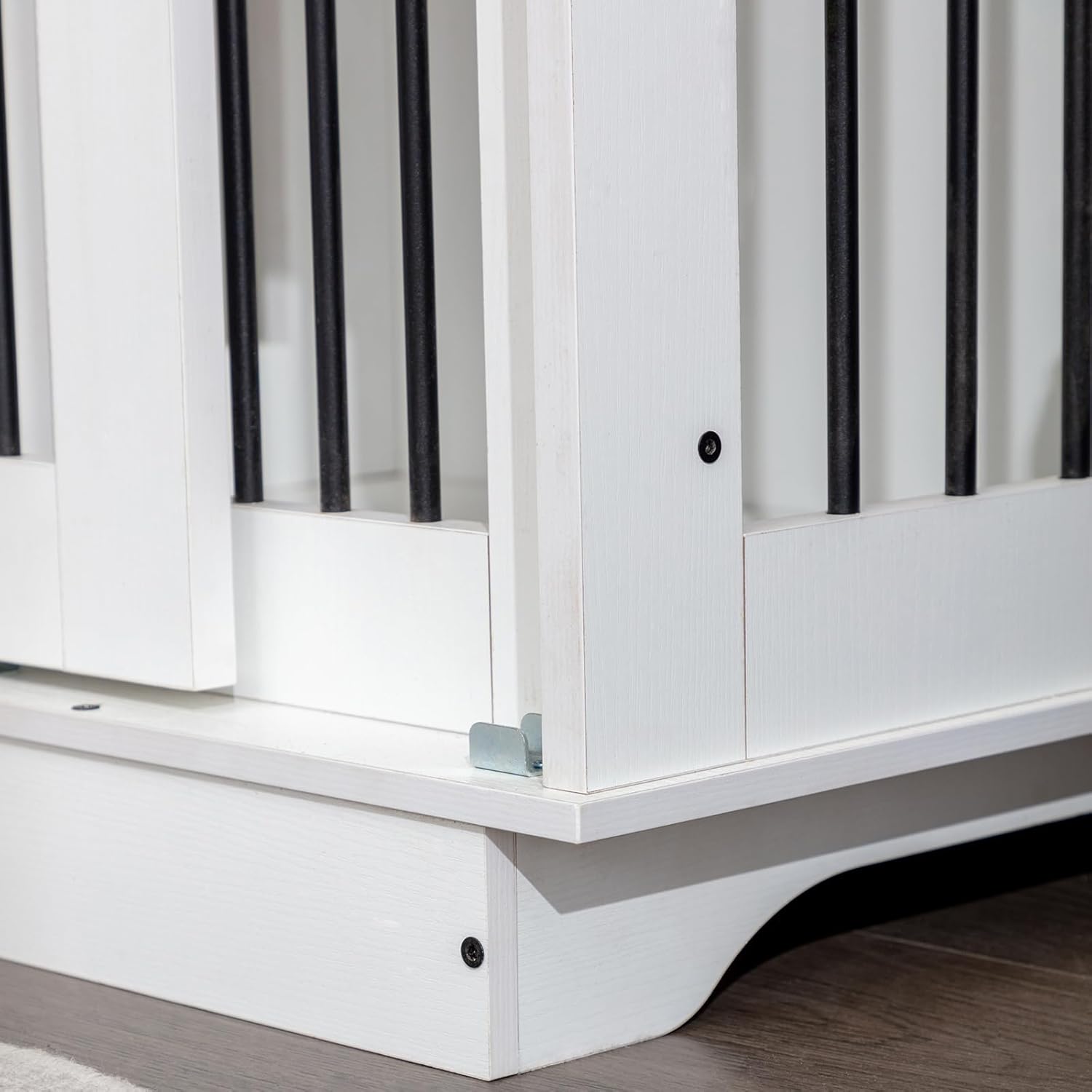 55" Double Dog Crate Furniture, Wooden End Table with Drawers, Indoor Kennel for Small/Medium Dogs X54991