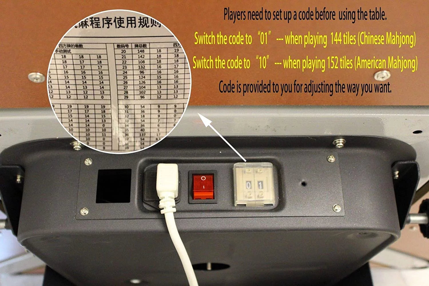 Mahjong Table with Drawers, 2 Sets of Magnetic Tiles O1214